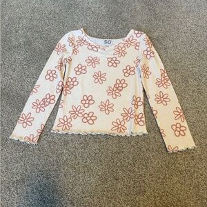 SO Long Sleeve Top with Pink Daisy Print. Small